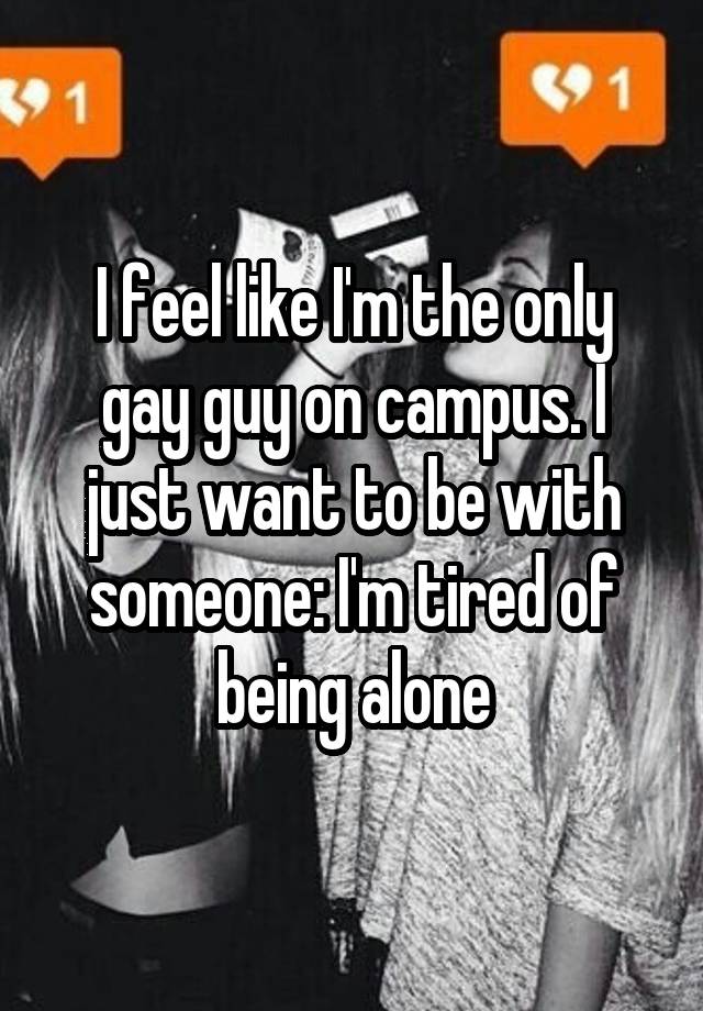 I feel like I'm the only gay guy on campus. I just want to be with someone: I'm tired of being alone