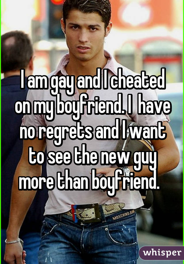 I am gay and I cheated on my boyfriend. I  have no regrets and I want to see the new guy more than boyfriend.  