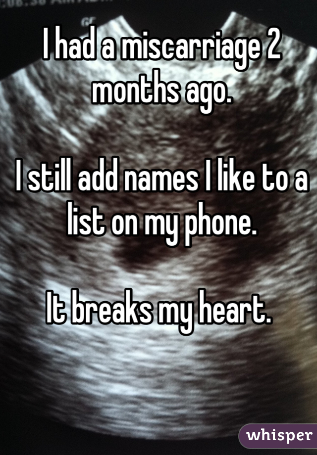 I had a miscarriage 2 months ago.  I still add names I like to a list on my phone.  It breaks my heart. 