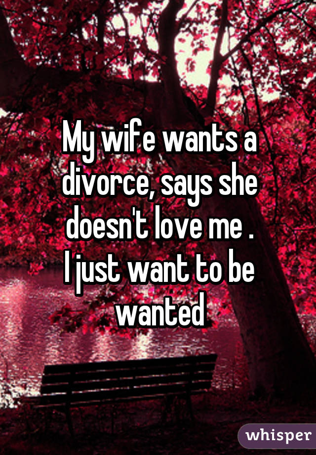 My wife wants a divorce, says she doesn't love me . I just want to be wanted