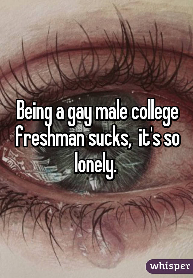 Being a gay male college freshman sucks, it's so lonely. 