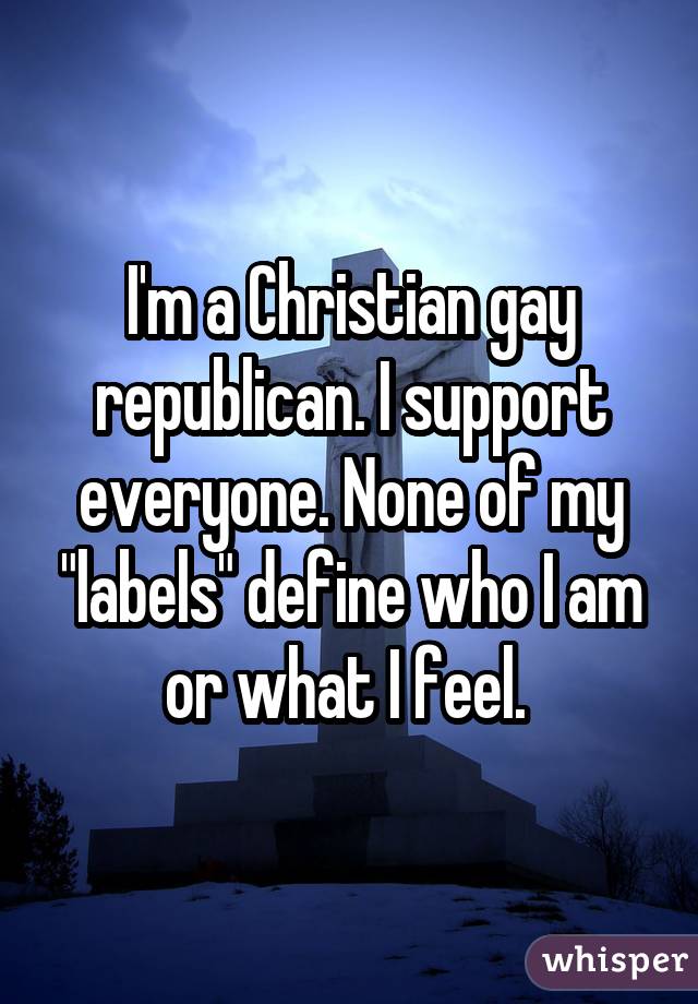 I'm a Christian gay republican. I support everyone. None of my 