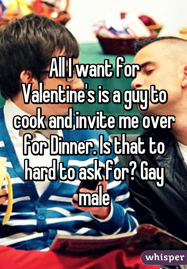 All I want for Valentine's is a guy to cook and invite me over for Dinner. Is that to hard to ask for? Gay male
