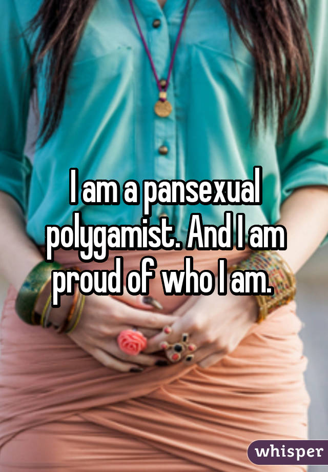 I am a pansexual polygamist. And I am proud of who I am. 
